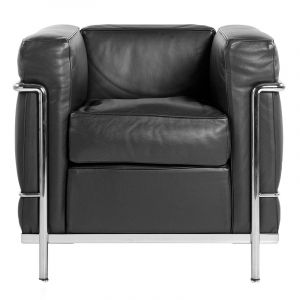 Cassina 2 Grand Confort, kleines Modell Sessel, schwarzes Leder 